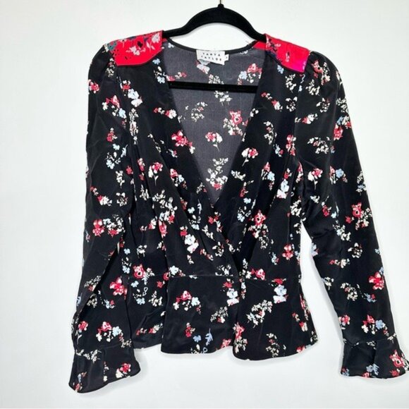 Tanya Taylor Floral Clusters Clio Top in Black - Picture 4 of 11